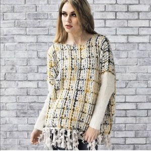 Tweed Sweater with Tassel Fringe